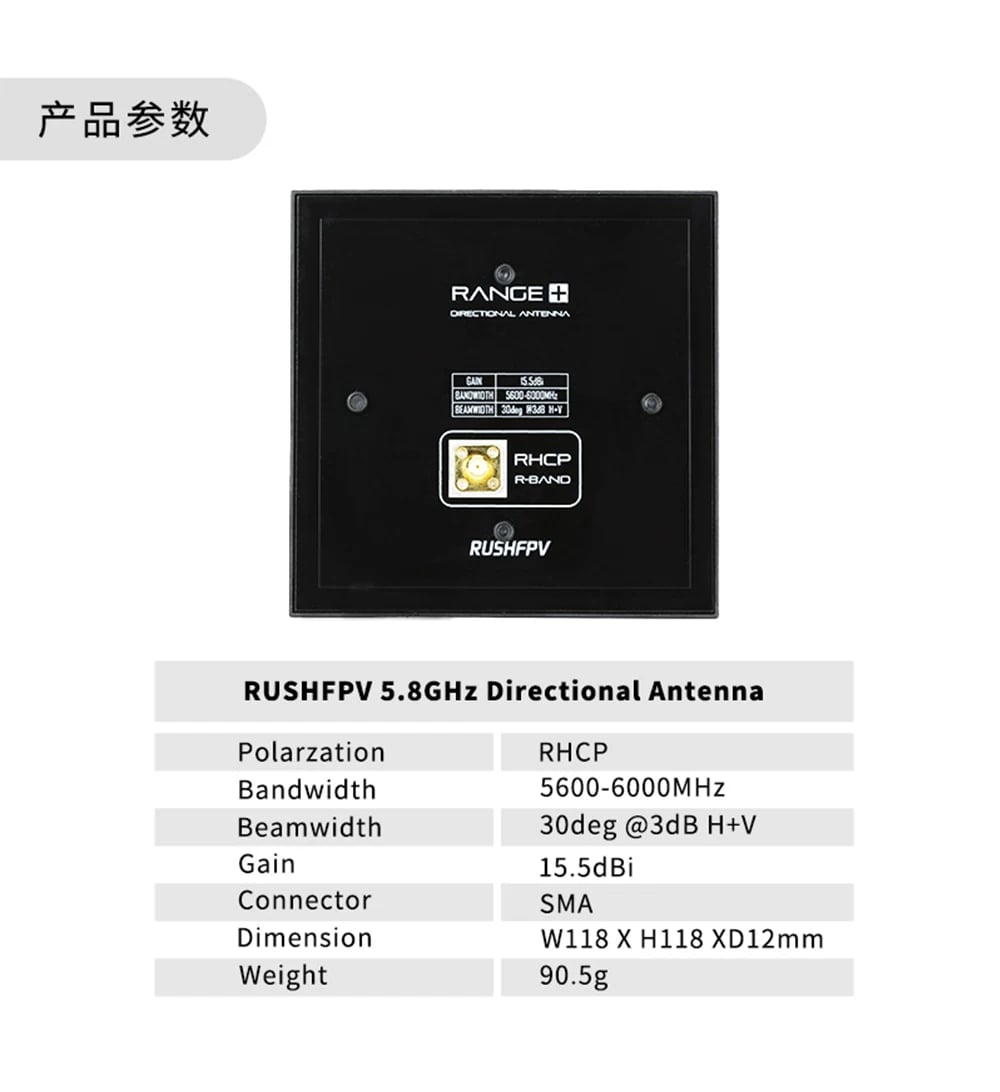 RUSHFPV RANGE PLUS 4X 5.8G平板天線 FPV穿越機高增益圓極化天線 商品圖片 2